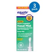 (3 Pack) Equate No Drip Severe Congestion Nasal Mist, 1 Fl Oz