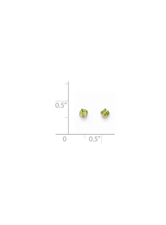 14k White Gold 3mm Peridot Stud Earrings, Gem Ctw.0.24
