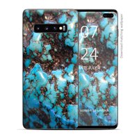 Skin Decal Vinyl Wrap for Samsung Galaxy S10 Plus - decal stickers skins cover - stab wood blue green stabilized stone