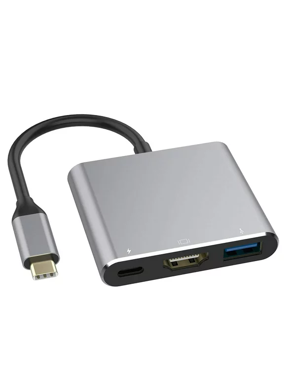 Besufy 3 in 1 Portable Type-C Male to USB-C USB 3.0 4K HDMI-compatible Female Hub Adapter Cable