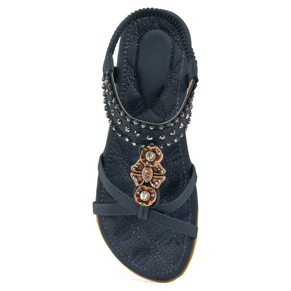 Womens Summer Flats Sandals Casual Beach Shoes Dress Ankle Elastic sandals