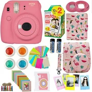 Fujifilm Instax Mini 9 Camera Flamingo Pink + Bundle Includes; Instant camera + Fuji Instax Film (20 PK) + Flamingo Pink Camera Case + Frames + Selfie lens + Album And More