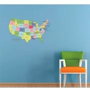 U.S.A. Map Colored Map American Customized Wall Decal - Custom Vinyl Wall Art - Personalized Name - Baby Girls Boys Kids Bedroom Wall Decal Room Decor Wall Stickers Decoration Size (30x27 inch)