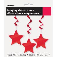 Star Hanging Decorations, 26 in, Red, 3ct