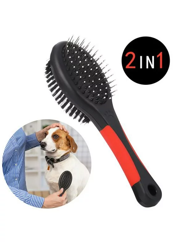 AkoaDa Double Sided Pet Grooming Brush Double Sided Pet Slicker Brush Detangling Comb Cat and Dog Shedding Removal Cleaning Brush for Short or Long Hair