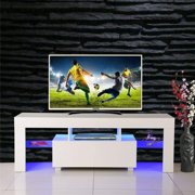 UBesGoo High Gloss TV Stand Media Console Cabinet LED Shelves with 1 Drawers for Living Room Storage White