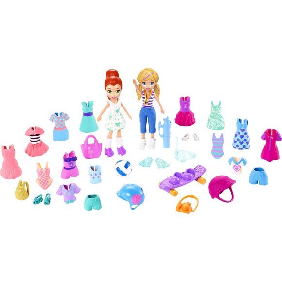 Polly Pocket Super Sporty Pack, with 2 3-inch Dolls & 35+ Fashion & Sport Accessories