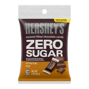 HERSHEY'S, Sugar Free Caramel Filled Chocolate Candy Bars, Individually Wrapped, 3 oz, Bag
