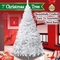7ft Artificial Christmas Tree W/ Steel Base--White