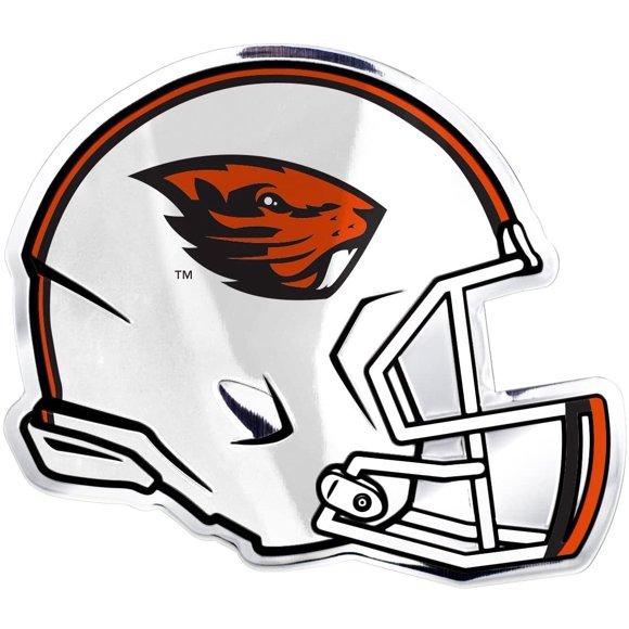 Oregon State University Beavers Helmet Auto Emblem, Aluminum Metal, Embossed Team Color, Raised Decal Sticker, Full Adhesive Backing
