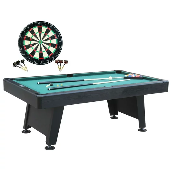 Barrington Billiard 84" Arcade Pool Table with Bonus Dartboard Set, Green