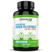 Green Tea Extract with EGCG & Vitamin C - Antioxidant & Immune Supplement - Vegan Skin & Heart Support + Brain Health & Memory Boost - 120 Count NEW