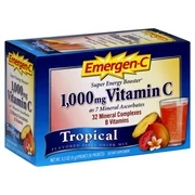 Emergen-C Dietary Supplement Drink Mix with 1000 mg Vitamin C, 0.32 Ounce Packets, Caffeine Free (Tropical Flavor, 30 Count)