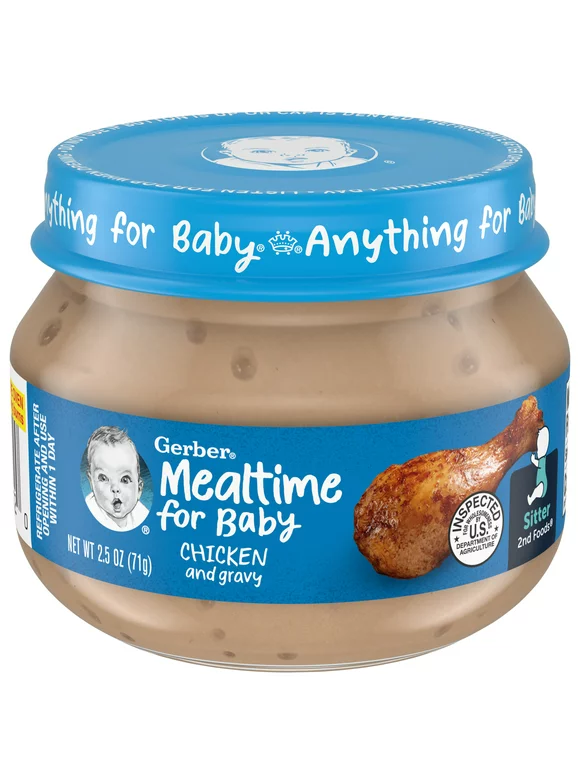 Gerber 2nd Foods Mealtime for Baby Baby Food, Chicken & Gravy, 2.5 oz Jar (10 Pack)