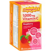 Emergen-c drink mix, raspberry 1000mg packets, 30ct
