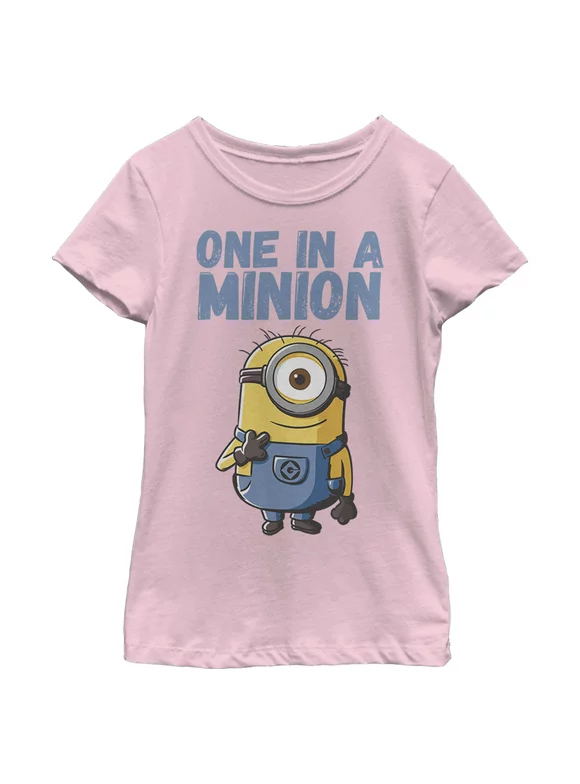 Girl's Despicable Me Cute One in a Minion  Graphic Tee Light Pink X Small