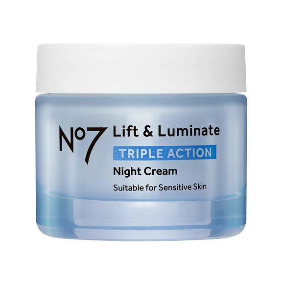 No7 Lift & Luminate Triple Action Night Cream with Collagen Peptides and Vitamin C, 1.69 oz