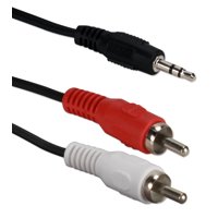 QVS 3ft 3.5mm Mini-Stereo Male to Dual-RCA Male Speaker Cable