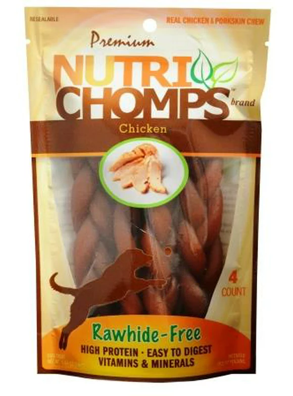 NutriChomps Dog Chews, 6-inch Braids, Easy to Digest, Rawhide-Free Dog Treats, Healthy, 4 Count, Real Chicken flavor