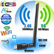 Wireless USB wifi Adapter, EEEKit 1200Mbps 2.4GHz/5GHz Dual Band WIFI Adapter 802.11AC Wireles USB 3.0 Network w/ Antenna for Computer PC Win XP/7/8/10,MAC,Linux