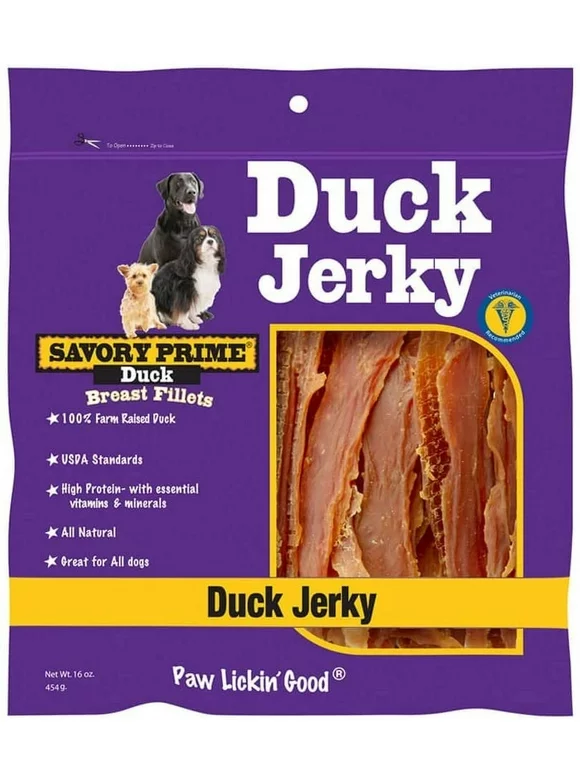Savory Prime 401 Natural Duck Jerky Dog Treats, 16 Oz