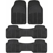 BDK Car SUV and Van Floor Rubber Mats 3 Row, Heavy Duty All Weather Protection, 3 Colors