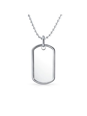 Personalized Mens Large Army Dog Tag Pendant Necklace for Men 925 Sterling Silver Ball Chain Custom Engraved 18 20 Inch