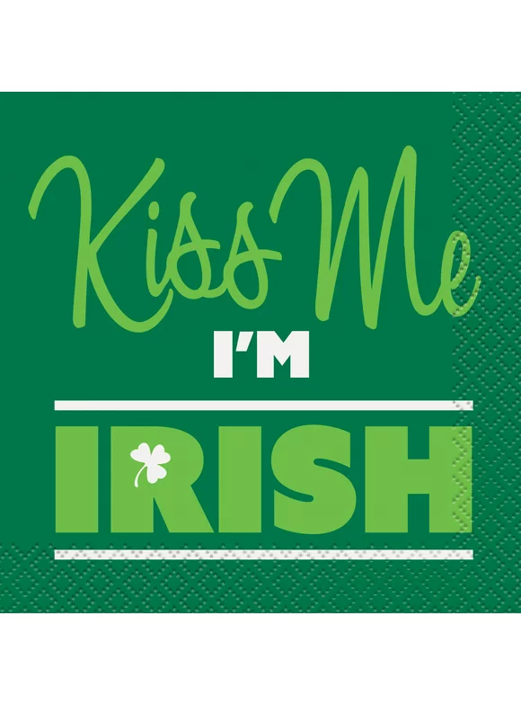 "Kiss Me I'm Irish" St. Patrick's Day Paper Cocktail Napkins, 5in, 16ct