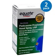 (2 Pack) Equate Non-Drowsy Fluticasone Propionate Nasal Spray, 60 Ct, 0.34 Oz