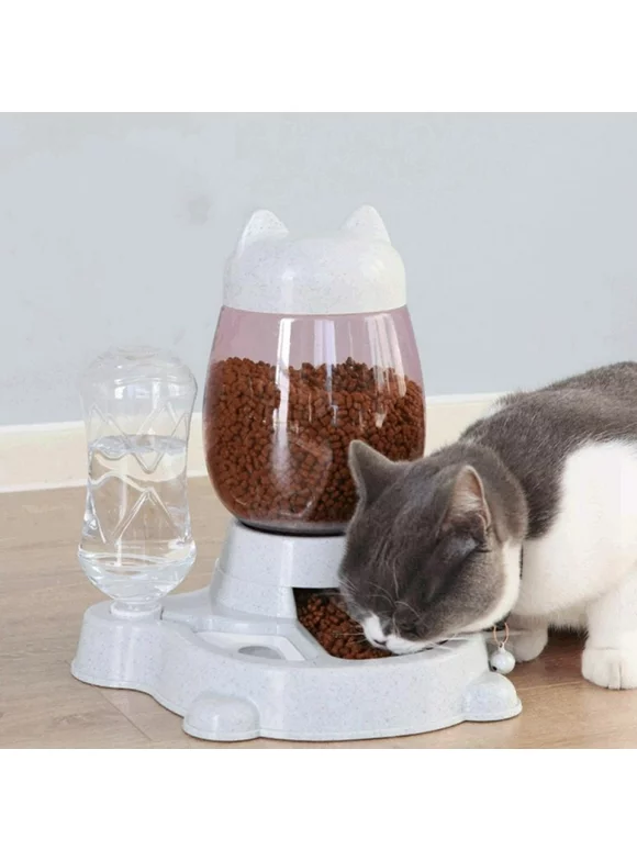 Elaydool Cat Feeder Automatic Water Dispenser Cat Food Bowl Pet Drinker Prevent Overturning Pet Bowl Automatic Gravity Bottle Dish Stand
