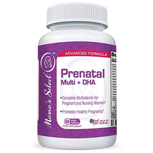 Prenatal & Postnatal Multivitamin with DHA - Mama's Select - Omega 3 Fatty Acids, MethlyFolate for Folic Acid, Iron, Calcium, Methylated B Vitamins- Lactose / Dairy / Milk & Gluten Free - MT