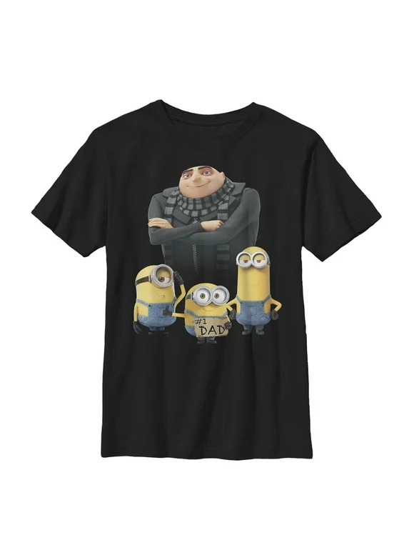 Boy's Despicable Me Father's Day #1 Dad  Graphic Tee Black X Large