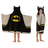 Batman Kids Terry Cotton Bath and Beach Hooded Towel Wrap, Black