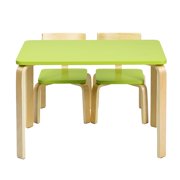 Topbuy 3-Piece Kids Wooden Table Chairs Set Children Activity Desk & Chair Furniture Green