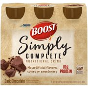 Boost Simply Complete Nutritional Drink Dark Chocolate, 8 fl oz Bottles, 6 Count