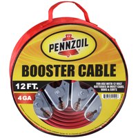 Pennzoil Jumper Cable 4 Gauge 12 to 25 Foot Heavy Duty Battery Booster