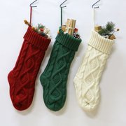 18Inch Knitted Christmas Stockings Large Capacity Gift Holder Bags Xmas Tree Fireplace Hanging Ornaments Seasonal Decorations