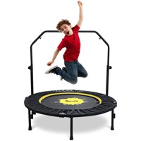 Doufit 40" /55 Trampoline for Adults Fitness, Folding Rebounder Trampoline for Adults Kids with Adjustable Handle, Exercise Trampoline for Indoor Outdoor Fitness Training Maximum Load Bearing 220 Lb