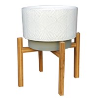 Better Homes & Gardens 11in Kennewick Ceramic Planter With Stand, Ivory