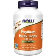 NOW Supplements, Psyllium Husk Caps 500 mg, Non-GMO Project Verified, Natural Soluble Fiber, Intestinal Health, 200 Veg Capsules