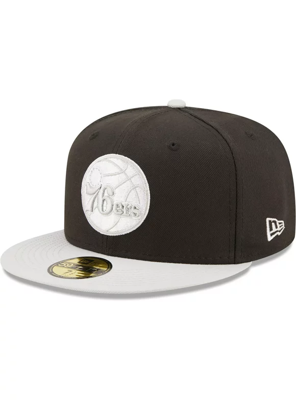 Men's New Era Black/Gray Philadelphia 76ers Two-Tone Color Pack 59FIFTY Fitted Hat