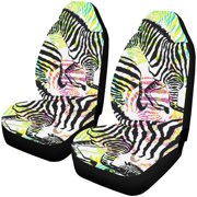 FMSHPON Set of 2 Car Seat Covers Zebra Pattern Universal Auto Front Seats Protector Fits for Car,SUV Sedan,Truck