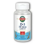 KAL D-3 2000 IU Sugarless Chewable Vitamin Tablets, Cinnamon, 100 Count