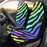 KXMDXA Set of 2 Car Seat Covers Neon Zebra Stripes Universal Auto Front Seats Protector Fits for Car,SUV Sedan,Truck