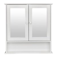 Ktaxon Bathroom Wall Cabinet with Mirror Doors Adjustable Shelf Mirror Wall Mounted White