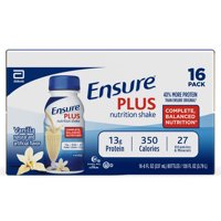 Ensure Plus Nutrition Shake With Fiber, With 16 Grams of High-Quality Protein, Meal Replacement Shake, Vanilla, 8 fl oz, 16 Count