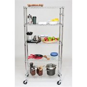 5 Tier Wire Shelving Rack with Wheels, Chrome - 36 x 18 x 72 in.