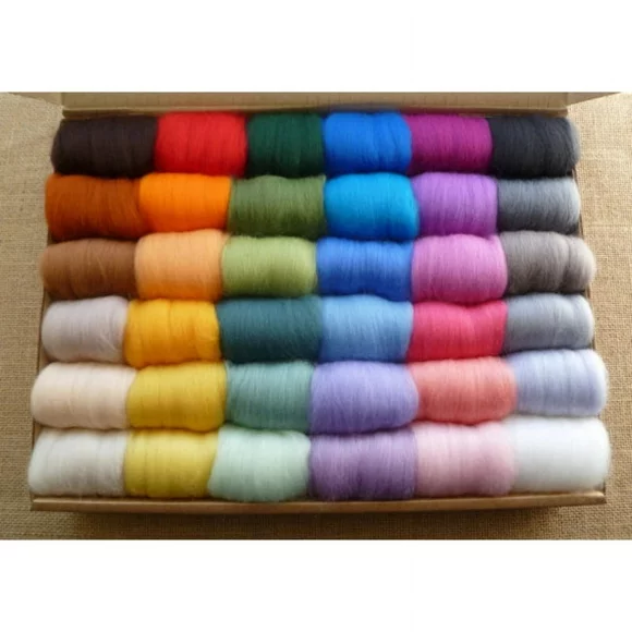 36 Colors/Set Wool Yarn Roving Fibre Hand Spinning DIY Craft for Needle Felting Wet Felt Color Wool