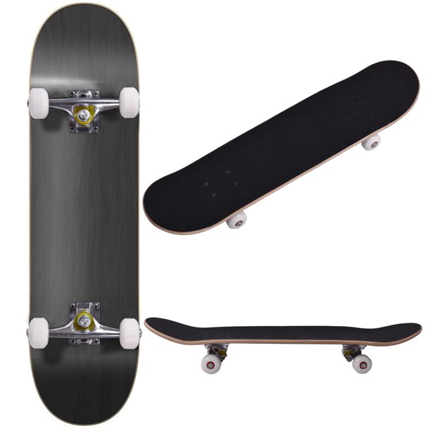 JAXPETY Blank Complete Skateboard, Stained Black (31 In. x 7.75 In.)