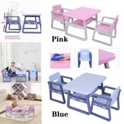 Kids Table and 2 Chairs Set Toddler Activity Table And Chair Storage Shelf For Toddler Furniture School Study Desk(Blue)